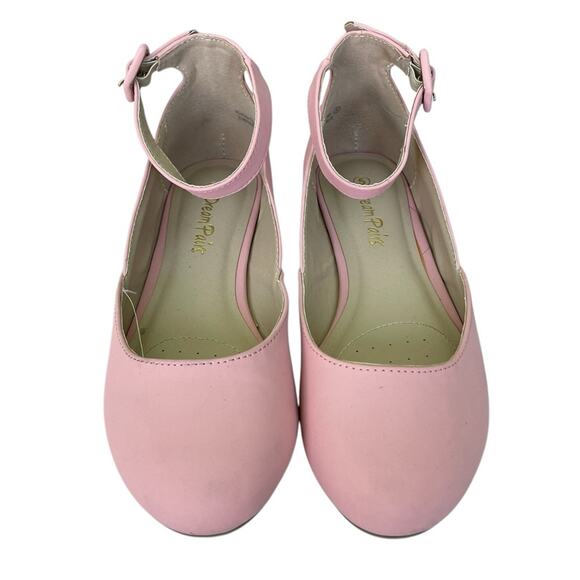Dream Pairs Faux Leather Ballet Flats with Ankle Strap Pink Shoes Girls Size 5 - Picture 1 of 8